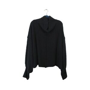 Free People Be Yours Pullover Sweater Women Black L Knit Oversized Chunky 540